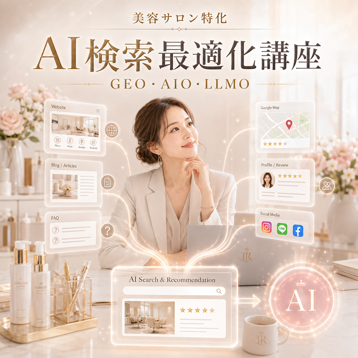 美容サロン特化 AI検索最適化実践講座 GEO・AIO・LLMOで“AIに選ばれるサロン”を作る3時間セミナー